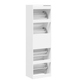 Armoire à chaussures 4 tiroirs rabattables blanc 60x42x204 cm