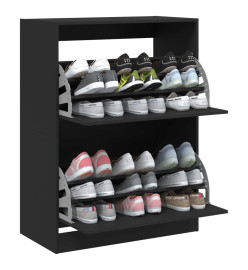 Armoire à chaussures 2 tiroirs rabattables noir 80x42x108 cm