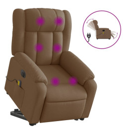 Fauteuil inclinable de massage électrique Marron Tissu