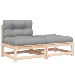 Canapé de jardin sans accoudoirs avec coussins et repose-pieds