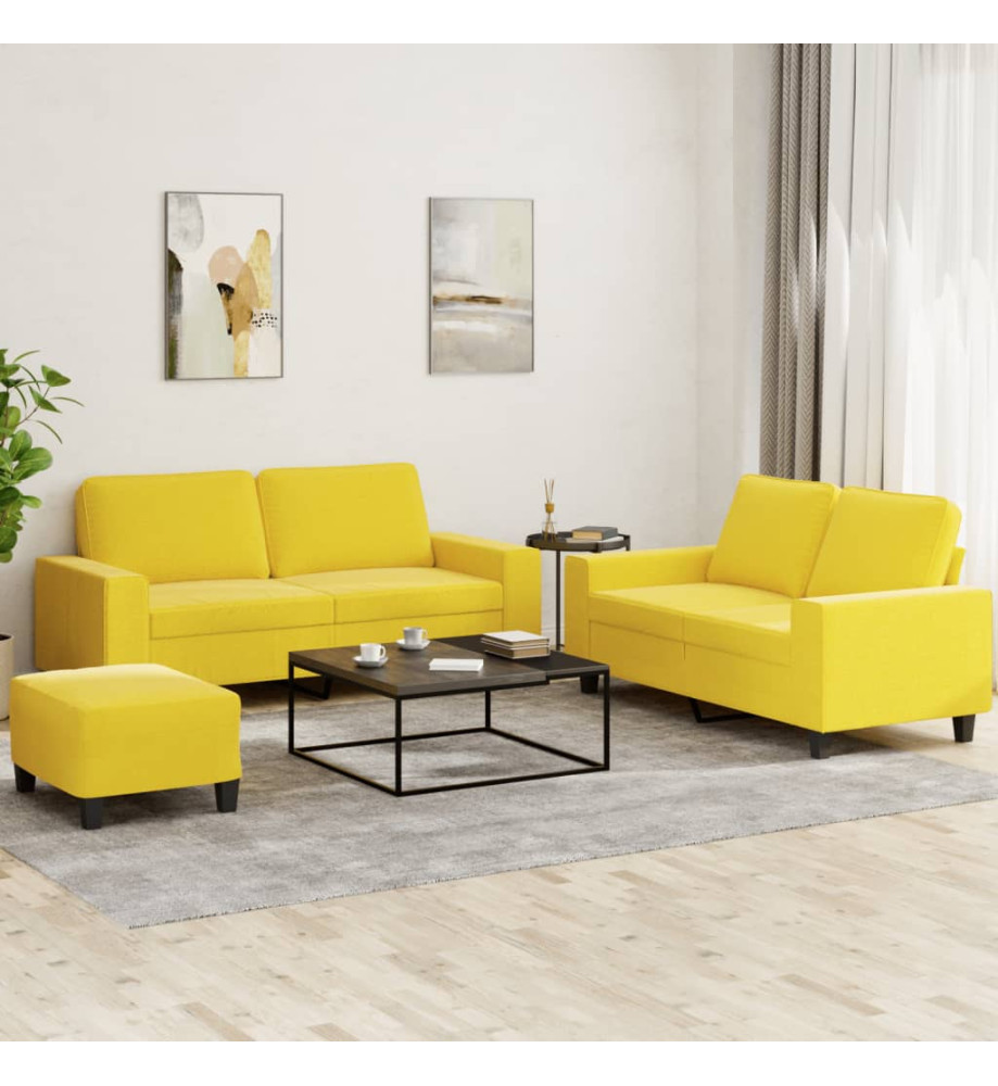 Ensemble de canapés 3 pcs jaune clair tissu