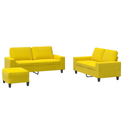 Ensemble de canapés 3 pcs jaune clair tissu