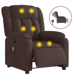 Fauteuil de massage inclinable électrique Marron foncé Tissu