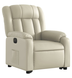 Fauteuil inclinable électrique crème similicuir