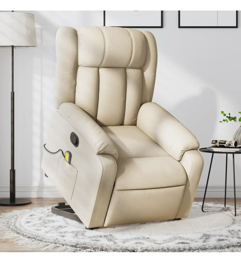 Fauteuil inclinable de massage Crème Tissu