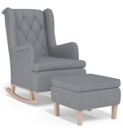 Fauteuil avec pieds à bascule et tabouret Gris clair Tissu