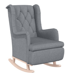 Fauteuil avec pieds à bascule et tabouret Gris clair Tissu