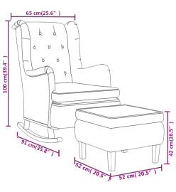 Fauteuil avec pieds à bascule et tabouret Gris clair Tissu