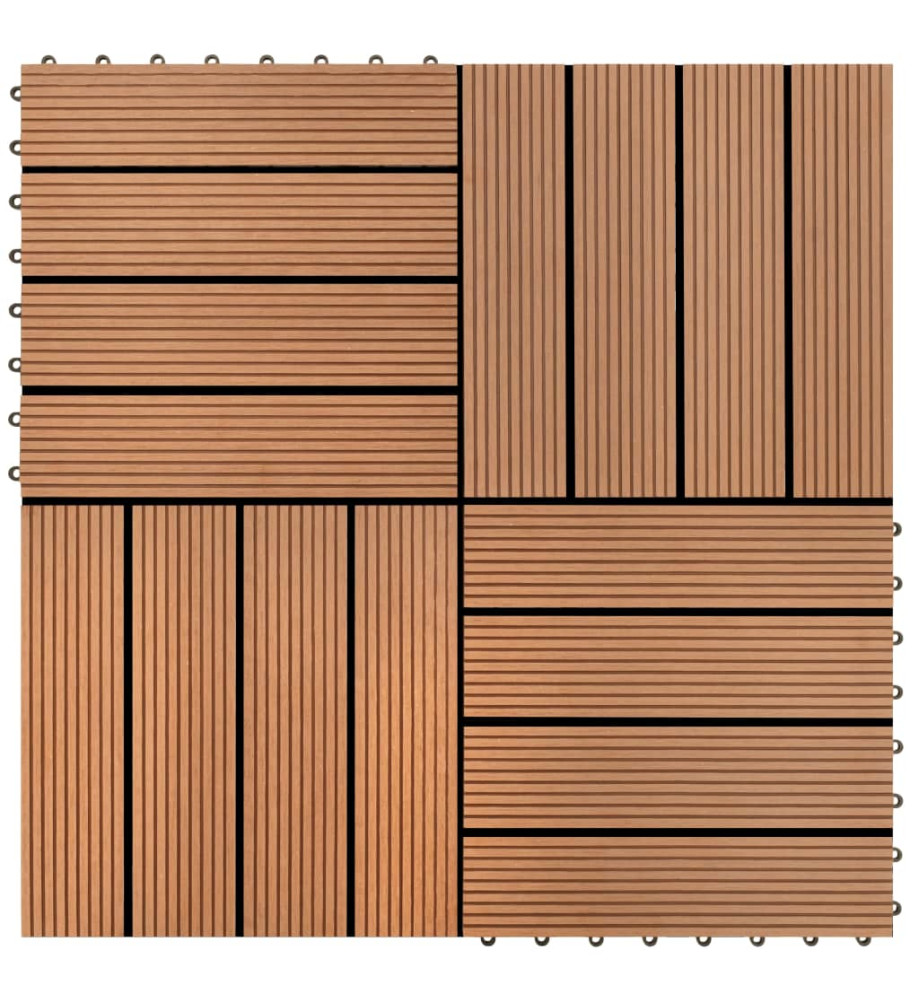 Carreaux de terrasse WPC 30x30 cm 11 pcs 1 m2 Marron