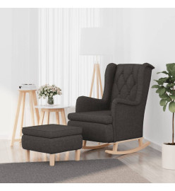 Fauteuil avec pieds à bascule et tabouret Gris foncé Tissu