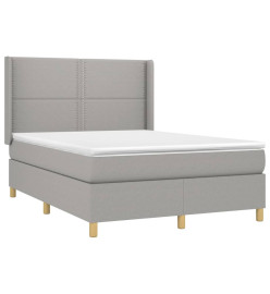 Lit à sommier tapissier avec matelas Gris clair 140x190cm Tissu