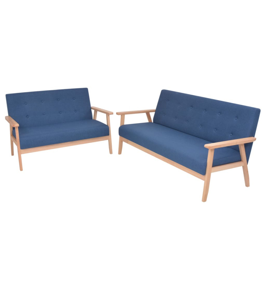 Ensemble de canapé 2 pcs Tissu bleu