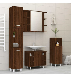 Ensemble d'armoires de salle de bain 4 pcs chêne marron