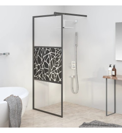 Paroi de douche 80x195 cm Verre ESG avec design de pierre Noir