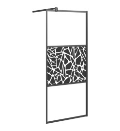 Paroi de douche 80x195 cm Verre ESG avec design de pierre Noir