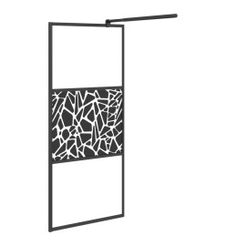 Paroi de douche 80x195 cm Verre ESG avec design de pierre Noir