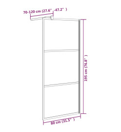 Paroi de douche 80x195 cm Verre ESG avec design de pierre Noir