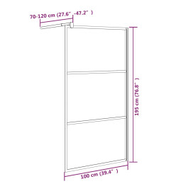 Paroi de douche 100x195 cm Verre ESG avec design de pierre Noir