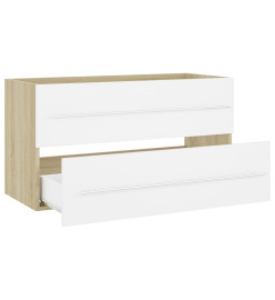 Ensemble de meubles de bain 2 pcs Blanc/chêne sonoma Aggloméré