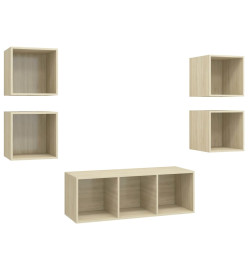 Ensemble de meuble TV 5 pcs Chêne sonoma Aggloméré