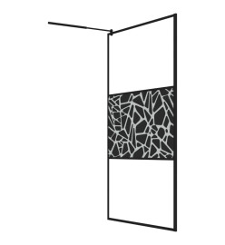 Paroi de douche 115x195 cm Verre ESG avec design de pierre Noir