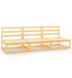 Canapés centraux de jardin 3 pcs Bois de pin massif