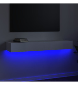 Meuble TV avec lumières LED Blanc brillant 120x35x15,5cm