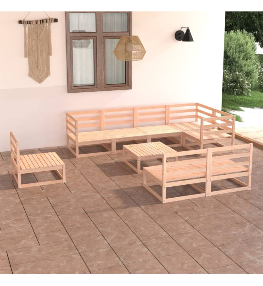 Salon de jardin 9 pcs Bois de pin massif Salon de jardin 9 pcs Bois de pin massif
