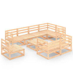Salon de jardin 9 pcs Bois de pin massif