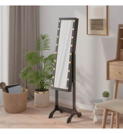 Miroir sur pied blanc avec LED noir 34x37x146 cm