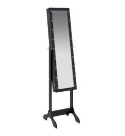 Miroir sur pied blanc avec LED noir 34x37x146 cm