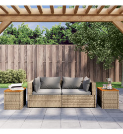 Tables d'appoint de jardin 2 pcs beige rotin bois massif