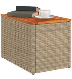 Tables d'appoint de jardin 2 pcs beige rotin bois massif