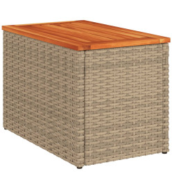 Tables d'appoint de jardin 2 pcs beige rotin bois massif