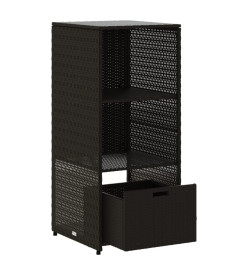 Armoire de rangement de jardin noir 50x55x115 cm résine tressée