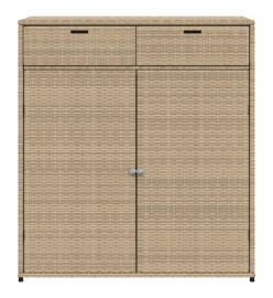 Armoire de rangement jardin beige 105x55x113 cm résine tressée
