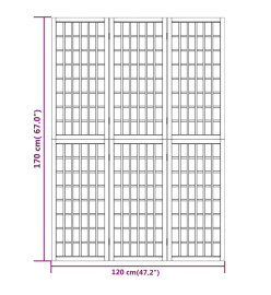 Cloison de séparation pliable 3 panneaux 120x170 cm Blanc