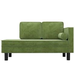 Chaise longue avec coussins et traversin vert clair velours