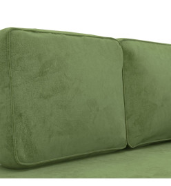 Chaise longue avec coussins et traversin vert clair velours