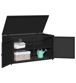 Armoire de rangement jardin noir 110x55x60,5 cm résine tressée