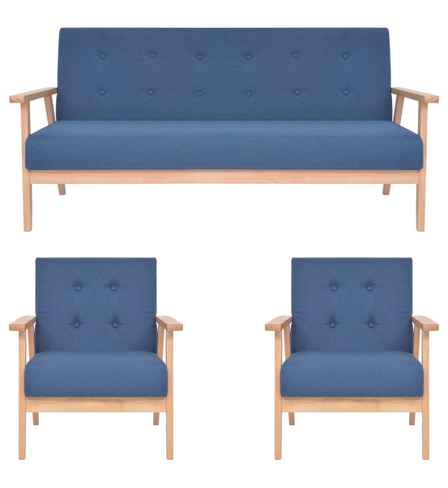 Ensemble de canapés 3 pcs Tissu Bleu