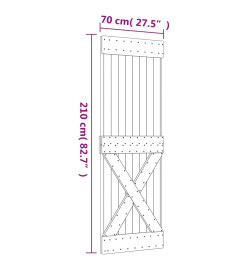 Porte coulissante et kit de quincaillerie 70x210 cm pin massif