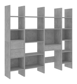 Ensemble de bibliothèque 4 pcs Gris béton Aggloméré