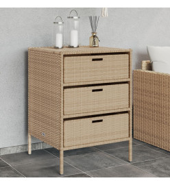 Armoire de rangement de jardin beige 55x59x80 cm résine tressée