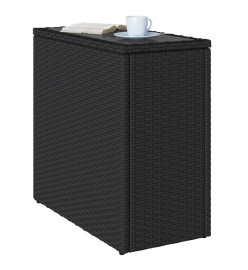 Table d'appoint de jardin avec dessus en verre noir rotin