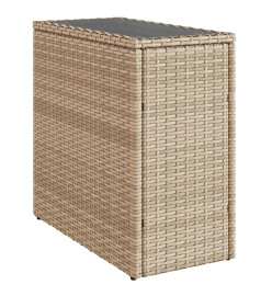 Table d'appoint de jardin avec dessus en verre beige rotin