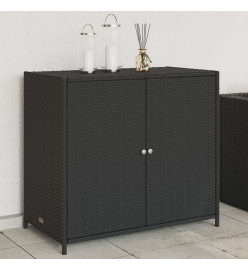 Armoire de rangement de jardin noir 83x45x76 cm résine tressée
