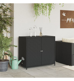 Armoire de rangement de jardin noir 83x45x76 cm résine tressée