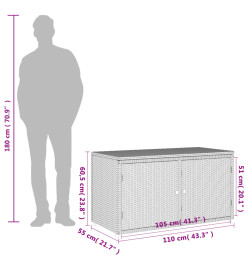 Armoire de rangement jardin gris 110x55x60,5 cm résine tressée