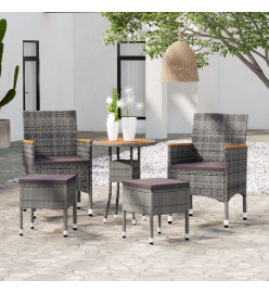 Salon de jardin 5 pcs Résine tressée Gris